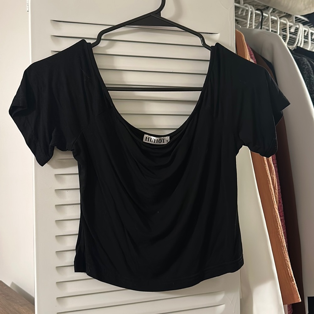 Gently worn black cropped blouse